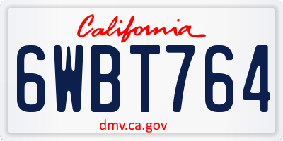 CA license plate 6WBT764