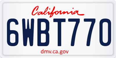 CA license plate 6WBT770