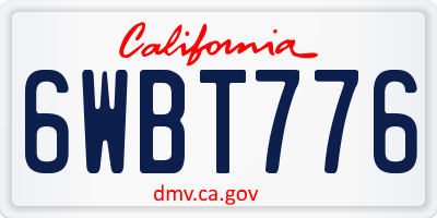 CA license plate 6WBT776