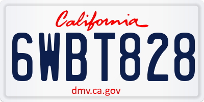 CA license plate 6WBT828