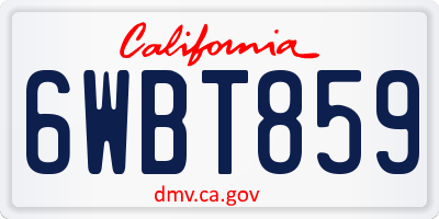 CA license plate 6WBT859