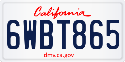 CA license plate 6WBT865