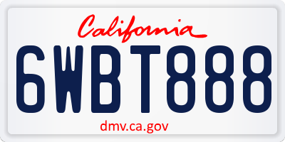 CA license plate 6WBT888