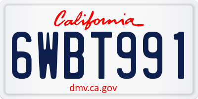 CA license plate 6WBT991