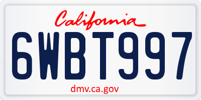 CA license plate 6WBT997