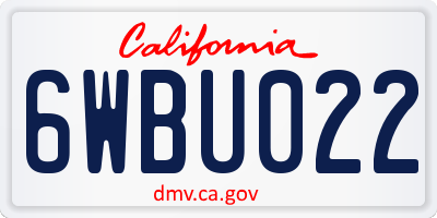 CA license plate 6WBU022