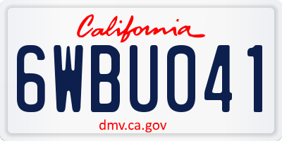 CA license plate 6WBU041