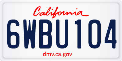 CA license plate 6WBU104