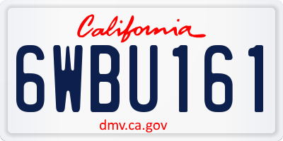 CA license plate 6WBU161