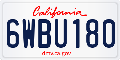 CA license plate 6WBU180
