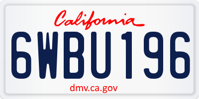 CA license plate 6WBU196