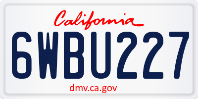CA license plate 6WBU227