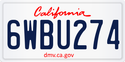 CA license plate 6WBU274