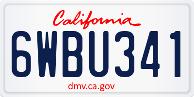 CA license plate 6WBU341