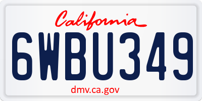 CA license plate 6WBU349