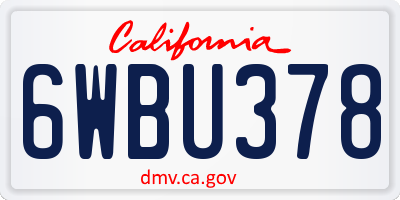CA license plate 6WBU378