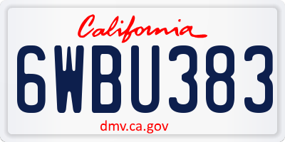 CA license plate 6WBU383