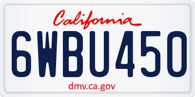 CA license plate 6WBU450