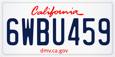 CA license plate 6WBU459