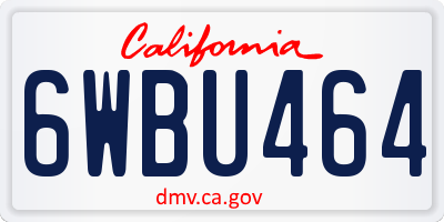 CA license plate 6WBU464