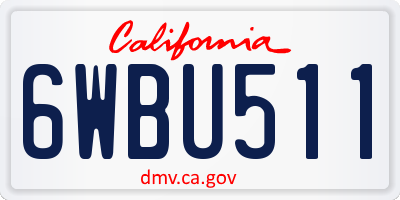 CA license plate 6WBU511