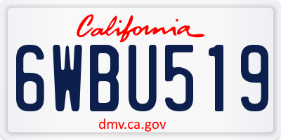 CA license plate 6WBU519