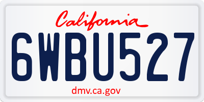 CA license plate 6WBU527
