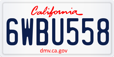CA license plate 6WBU558
