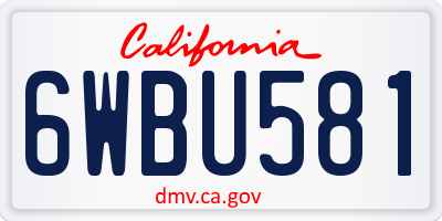CA license plate 6WBU581
