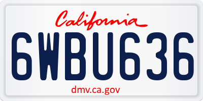 CA license plate 6WBU636