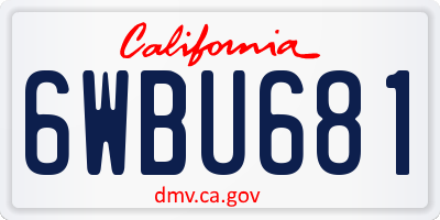 CA license plate 6WBU681