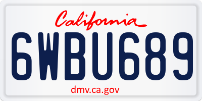 CA license plate 6WBU689