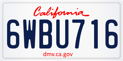 CA license plate 6WBU716