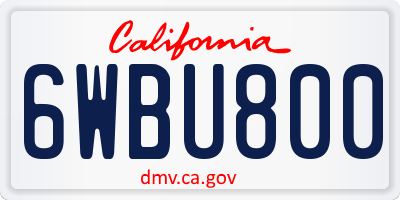 CA license plate 6WBU800