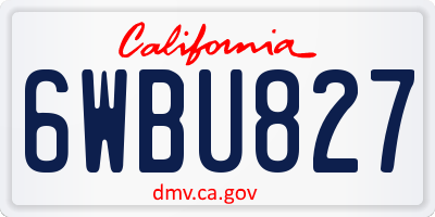 CA license plate 6WBU827