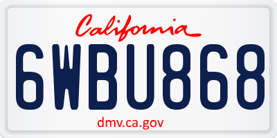 CA license plate 6WBU868