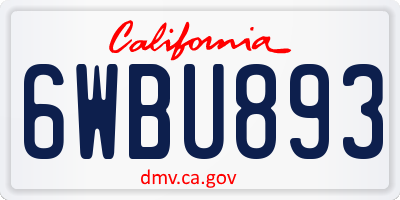 CA license plate 6WBU893