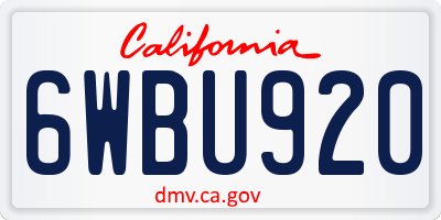 CA license plate 6WBU920