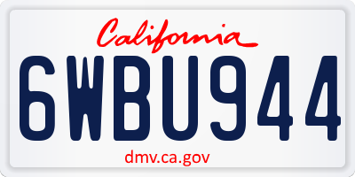 CA license plate 6WBU944