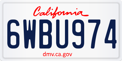 CA license plate 6WBU974