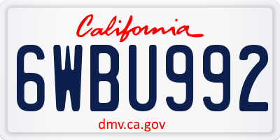 CA license plate 6WBU992