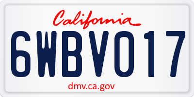CA license plate 6WBV017