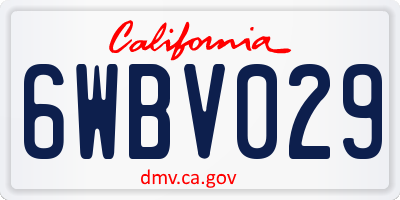CA license plate 6WBV029