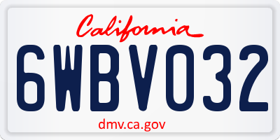 CA license plate 6WBV032