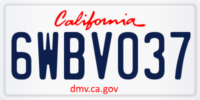 CA license plate 6WBV037