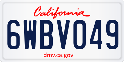 CA license plate 6WBV049