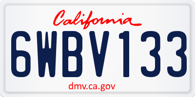 CA license plate 6WBV133