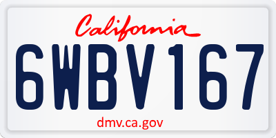 CA license plate 6WBV167