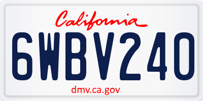 CA license plate 6WBV240