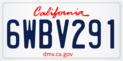 CA license plate 6WBV291